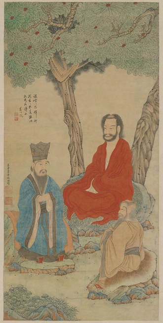 丁云鹏三教图轴