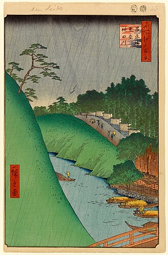 名所江戸百景 昌平橋聖堂神田川