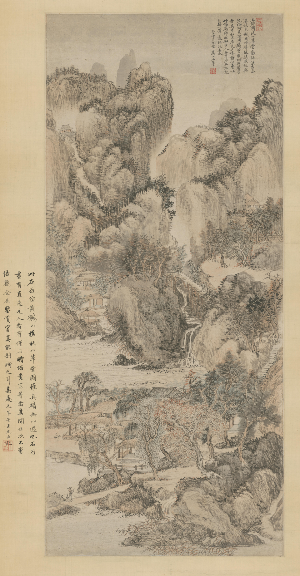 王翚仿王叔明秋山草堂图轴