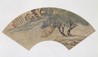 吴彬柳溪钓艇图扇页