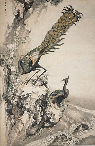 清 沈铨 孔雀图轴