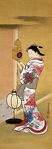 柱時計美人図