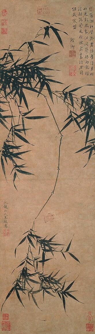明  王绂  偃竹图轴