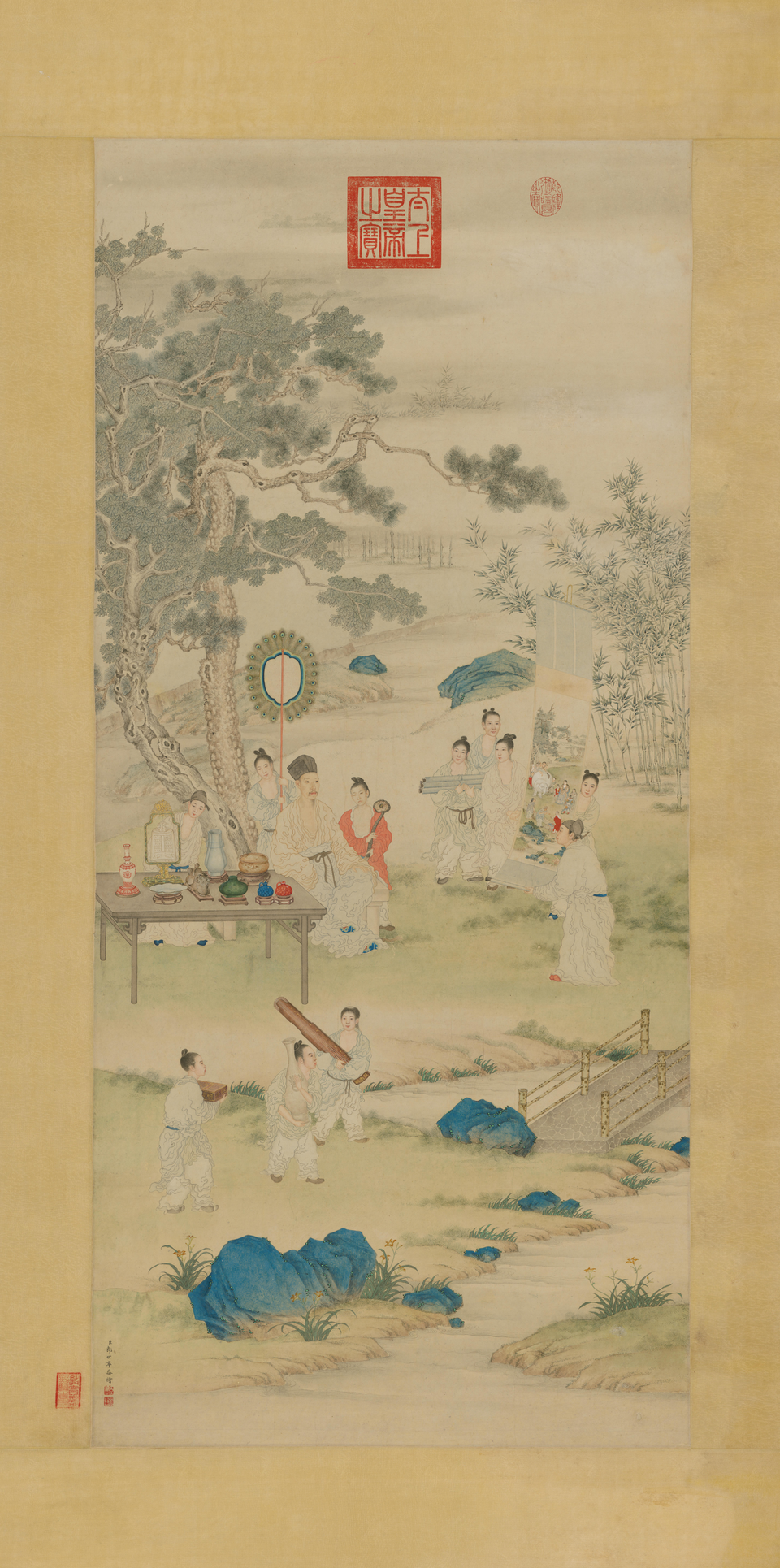 郎世宁弘历观画图轴