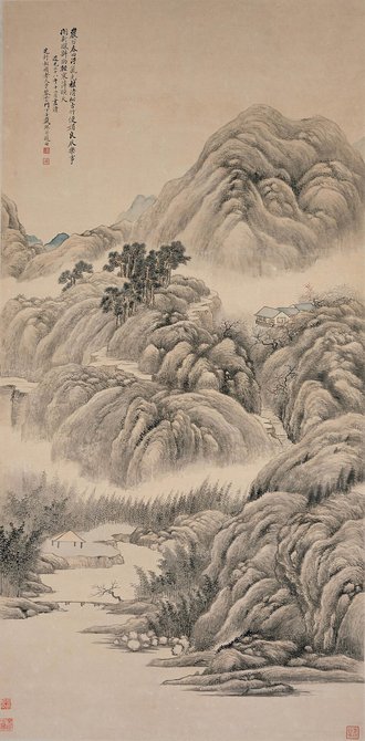 清 戴熙 岩谷春回图轴