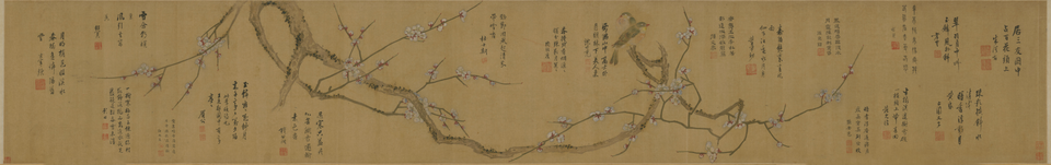 陈继儒梅花双禽卷