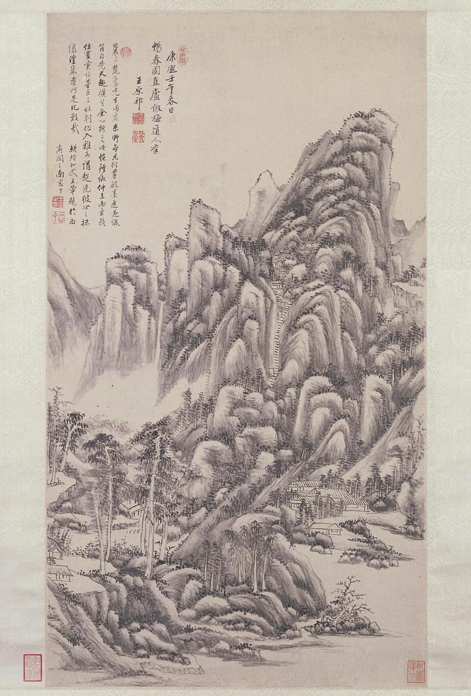 王原祁仿梅道人山水图轴