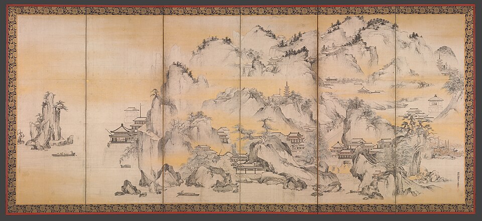 金山西湖図屏風