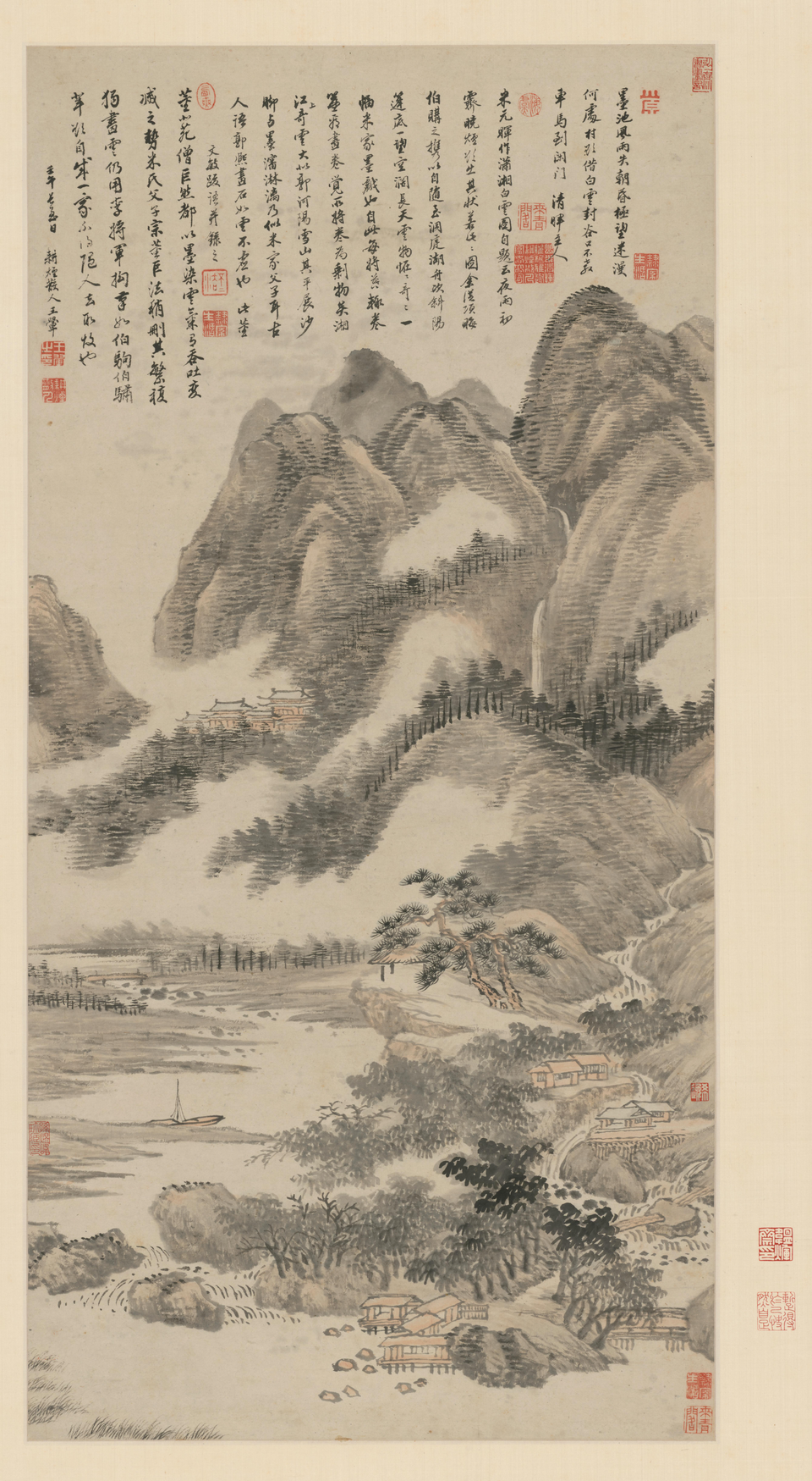 王翚墨池风雨轴