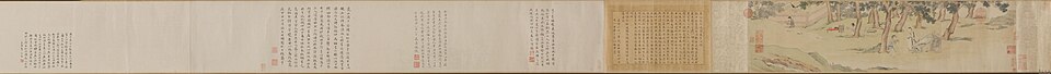 明仇英換茶圖文徵明書心經合璧　卷