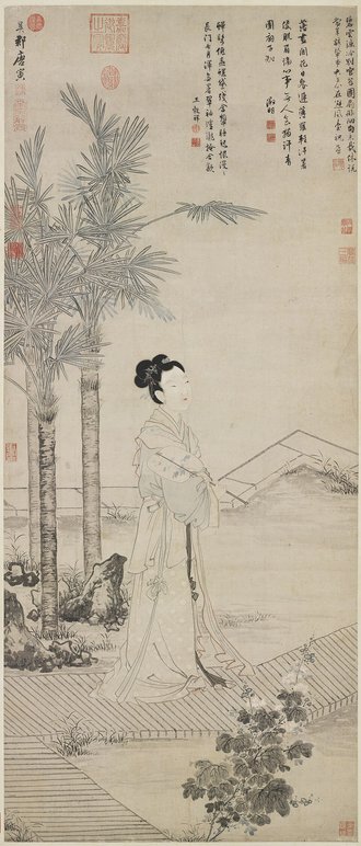 明唐寅畫班姬團扇　軸