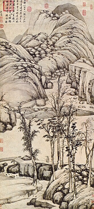 明沈周策杖圖　軸
