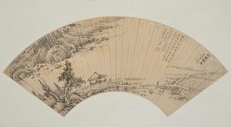 宋旭林塘野兴图扇页