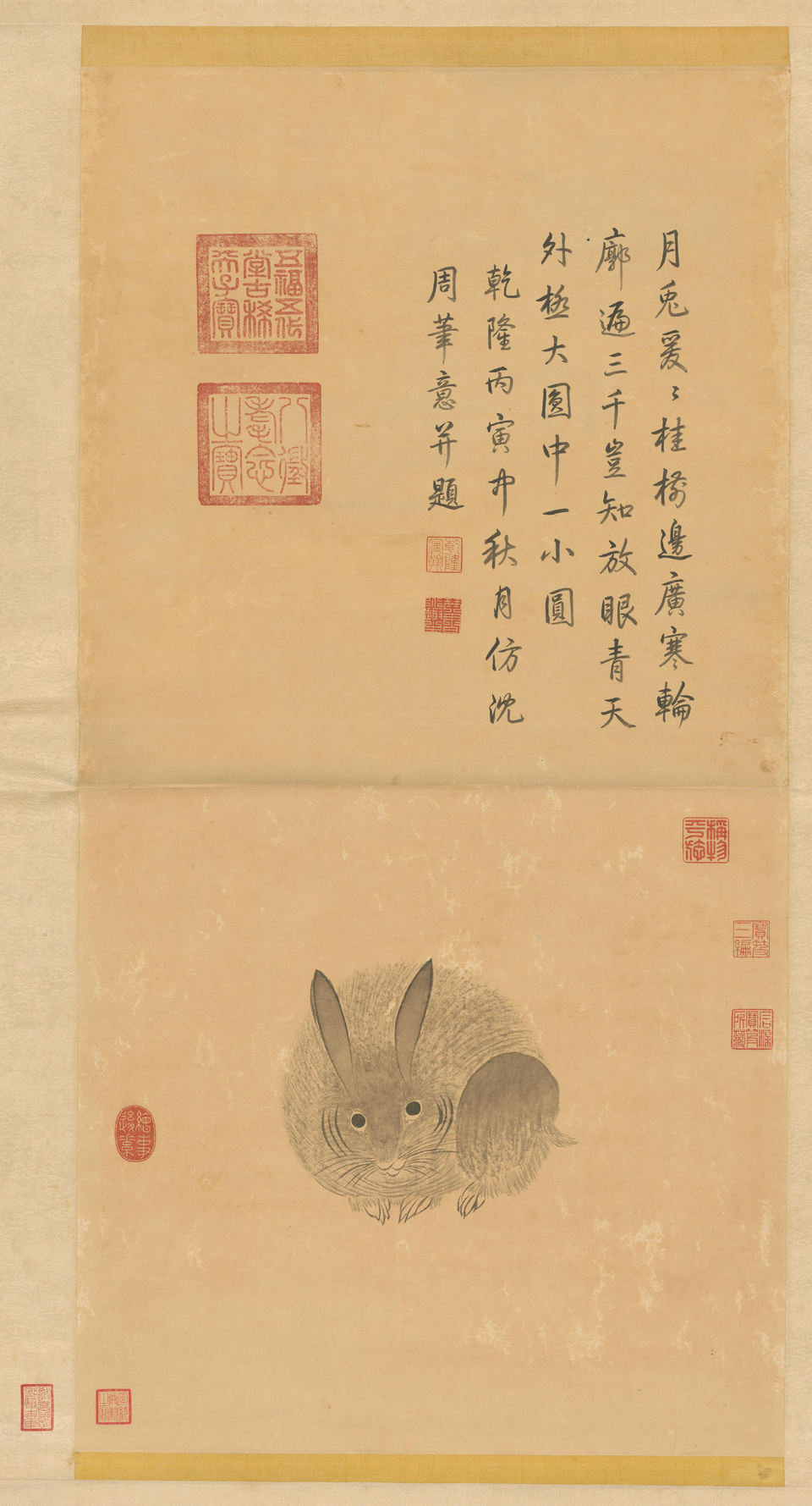 弘历仿沈周月兔轴