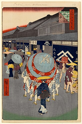 名所江戸百景 日本橋通一丁目略図