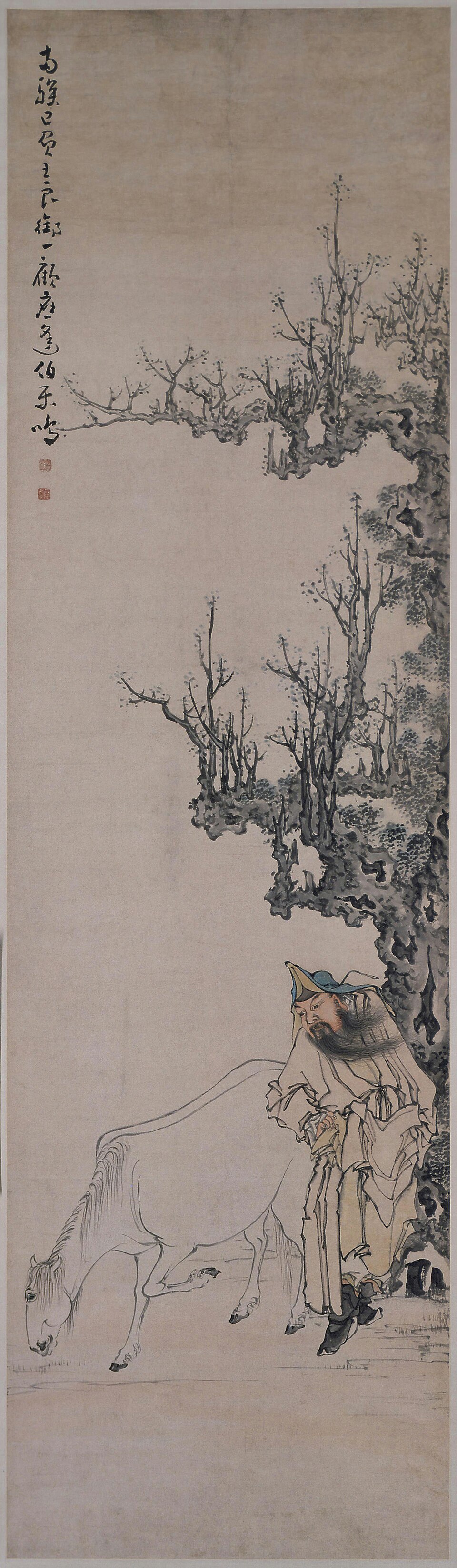 黄慎伯乐相马图轴