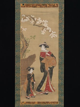 桜下遊女と禿図