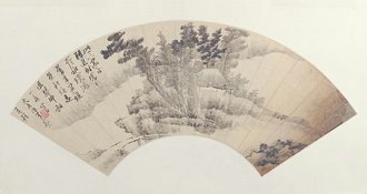 龚贤山水图扇页