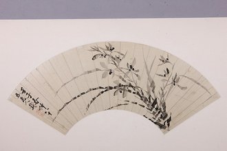 钱载兰花图扇页