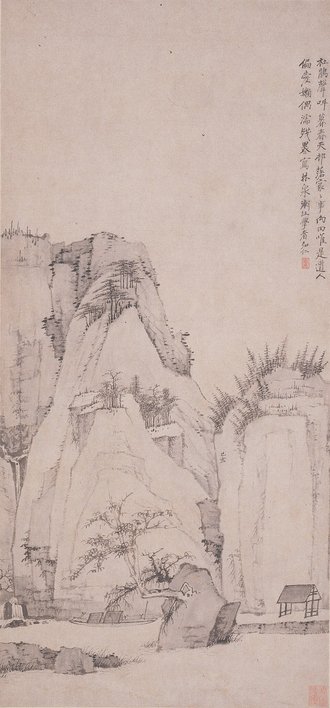 清  弘仁  林泉春暮图轴