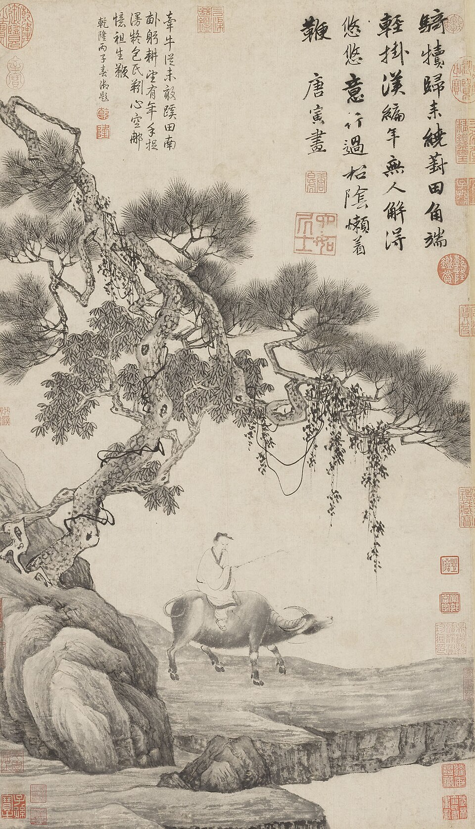 明 唐寅 葑田行犊图轴