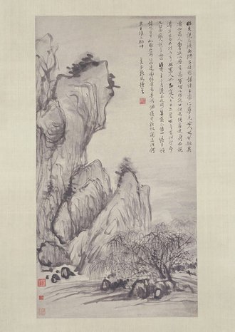 张风北固烟柳图轴
