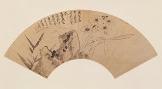 陈洪绶水仙竹石图扇页