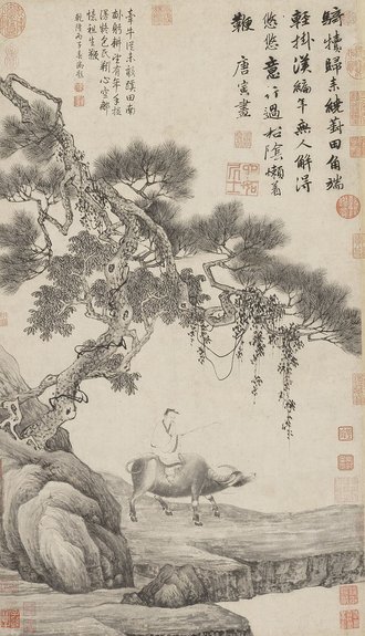 明 唐寅 葑田行犊图轴