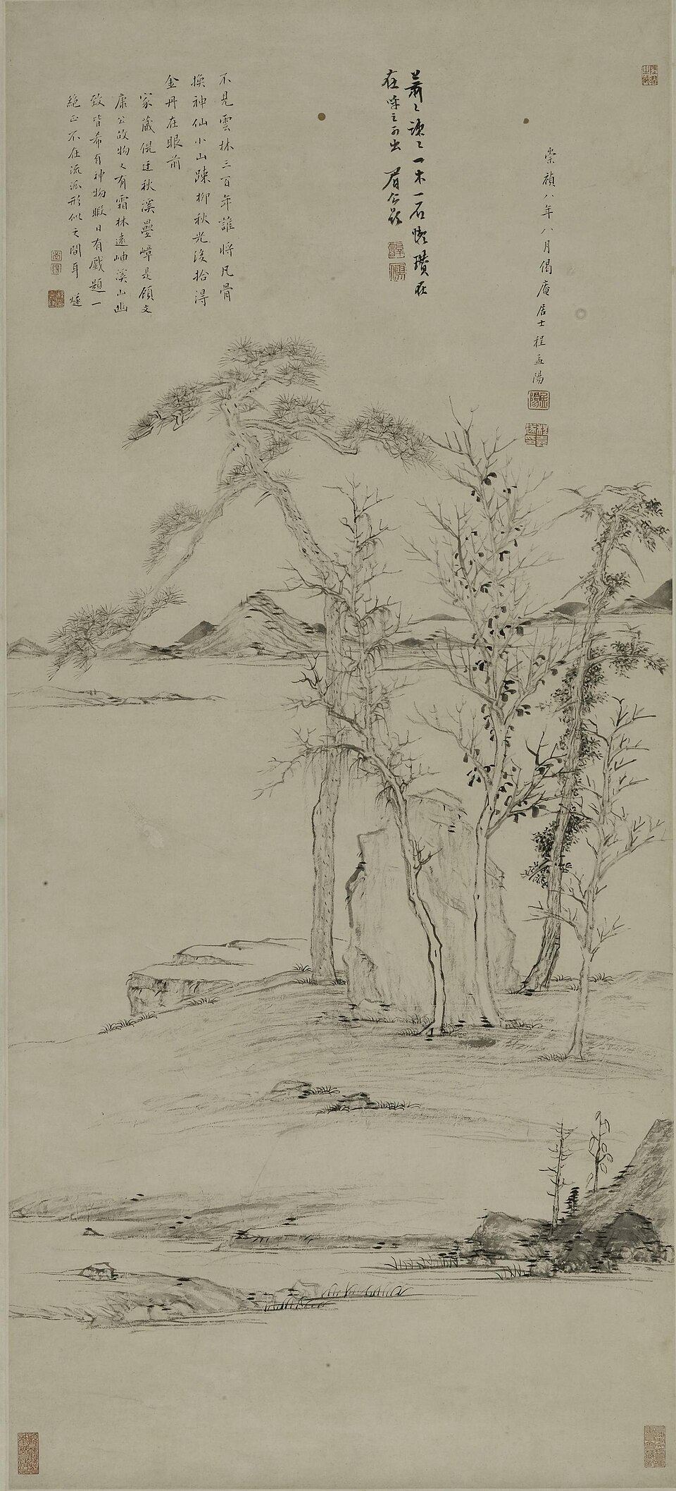 明 程嘉燧霜林远 图轴