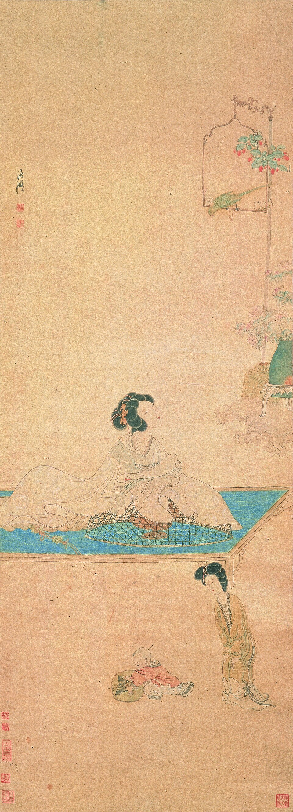 明  陈洪绶  斜倚熏笼图轴