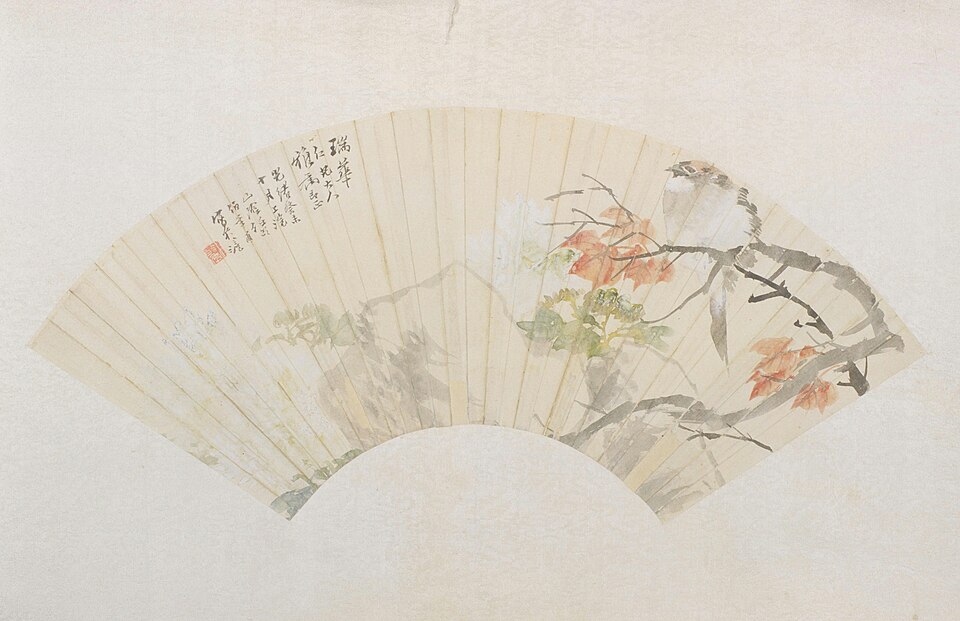 任颐花鸟图扇页
