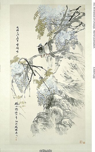 Paradise Flycatchers and Wisteria