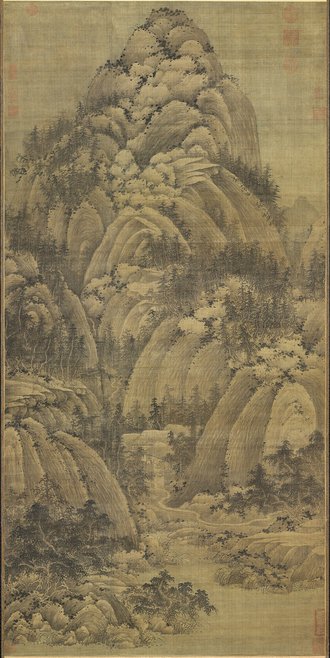 五代南唐巨然秋山問道圖　軸