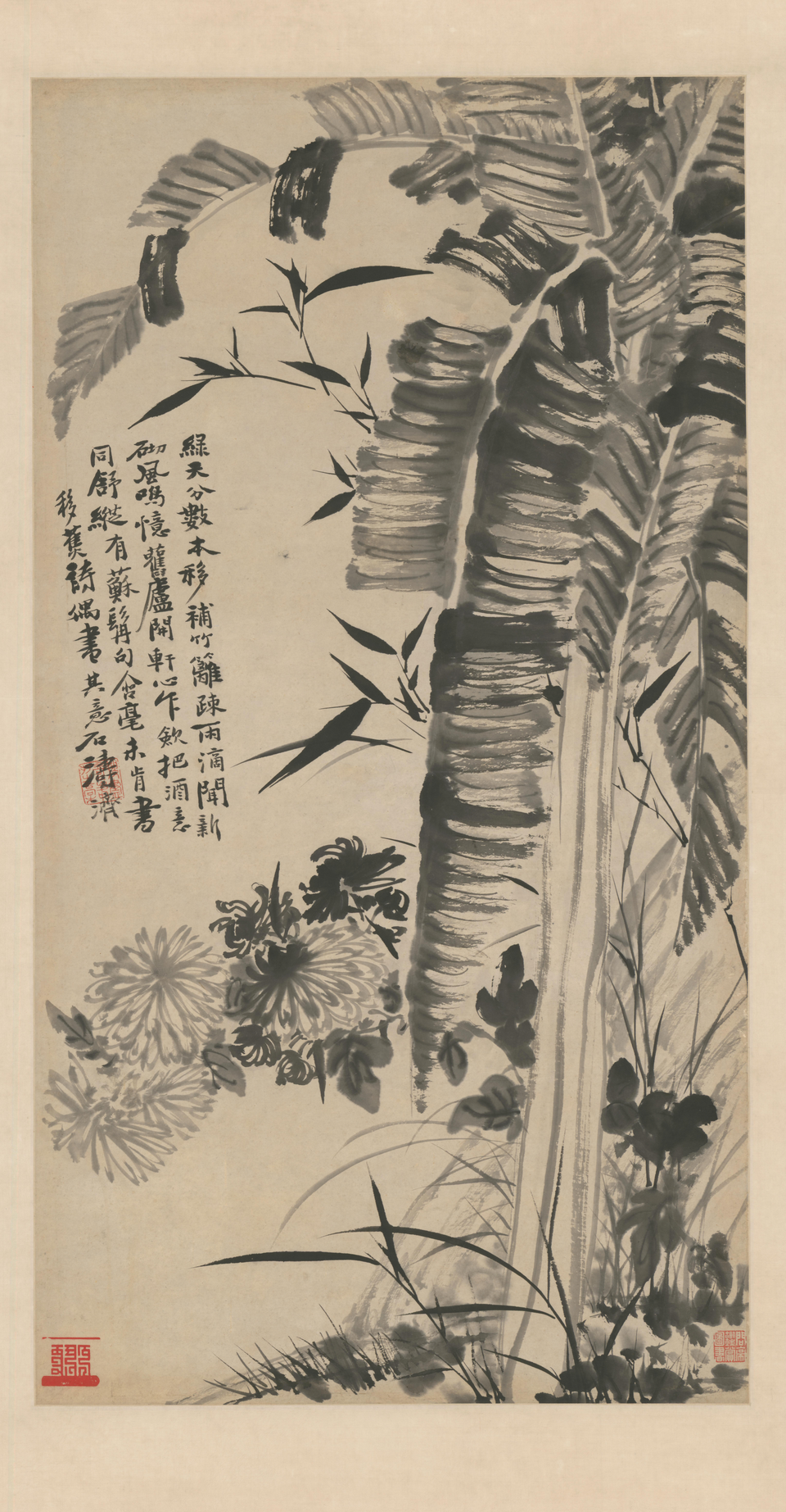 石涛蕉菊轴