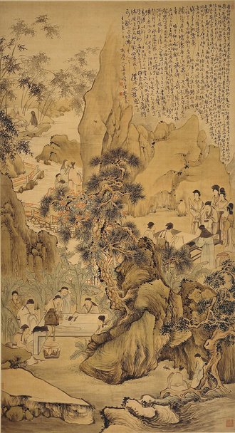 清 华喦 西园雅集图轴