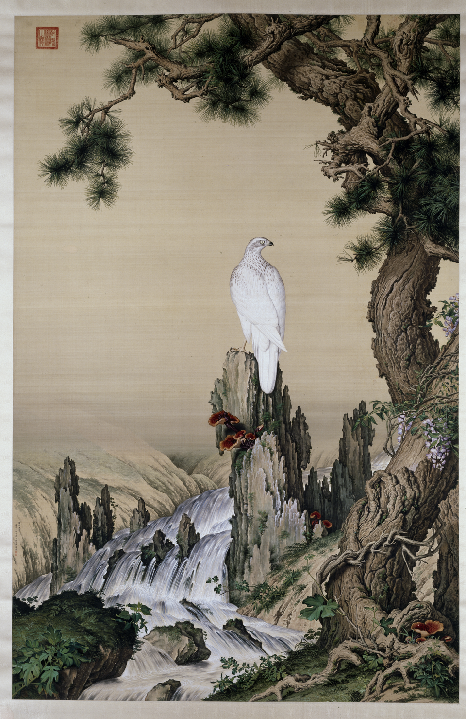 郎世宁嵩献英芝图轴