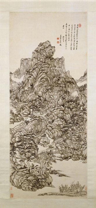 王原祁仿黄鹤山樵山水图轴