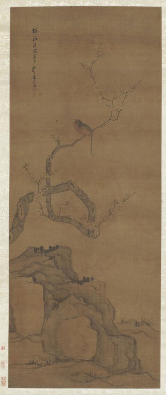明 陈洪绶 梅花山鸟图轴