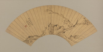 杨补梅花扇面