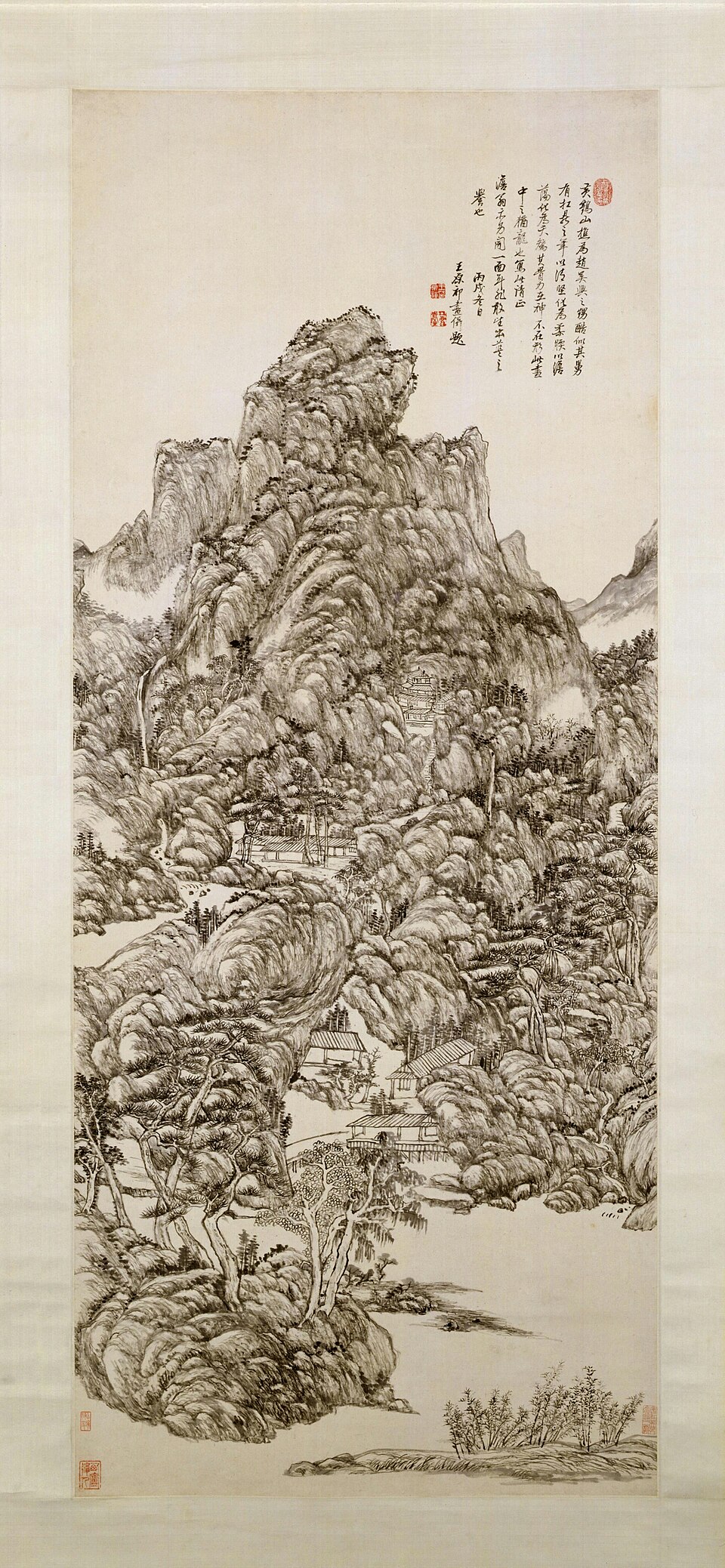 王原祁仿黄鹤山樵山水图轴