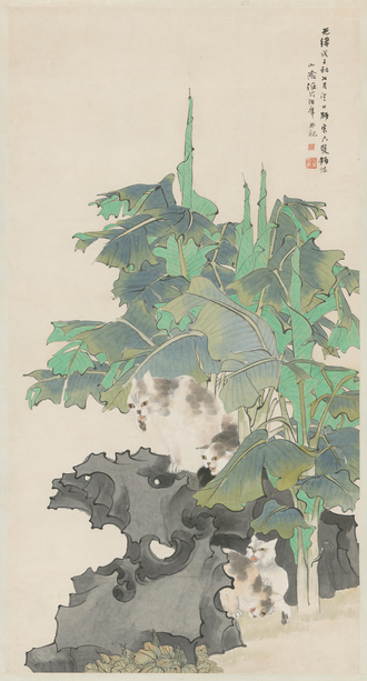 任颐芭蕉狸猫图轴